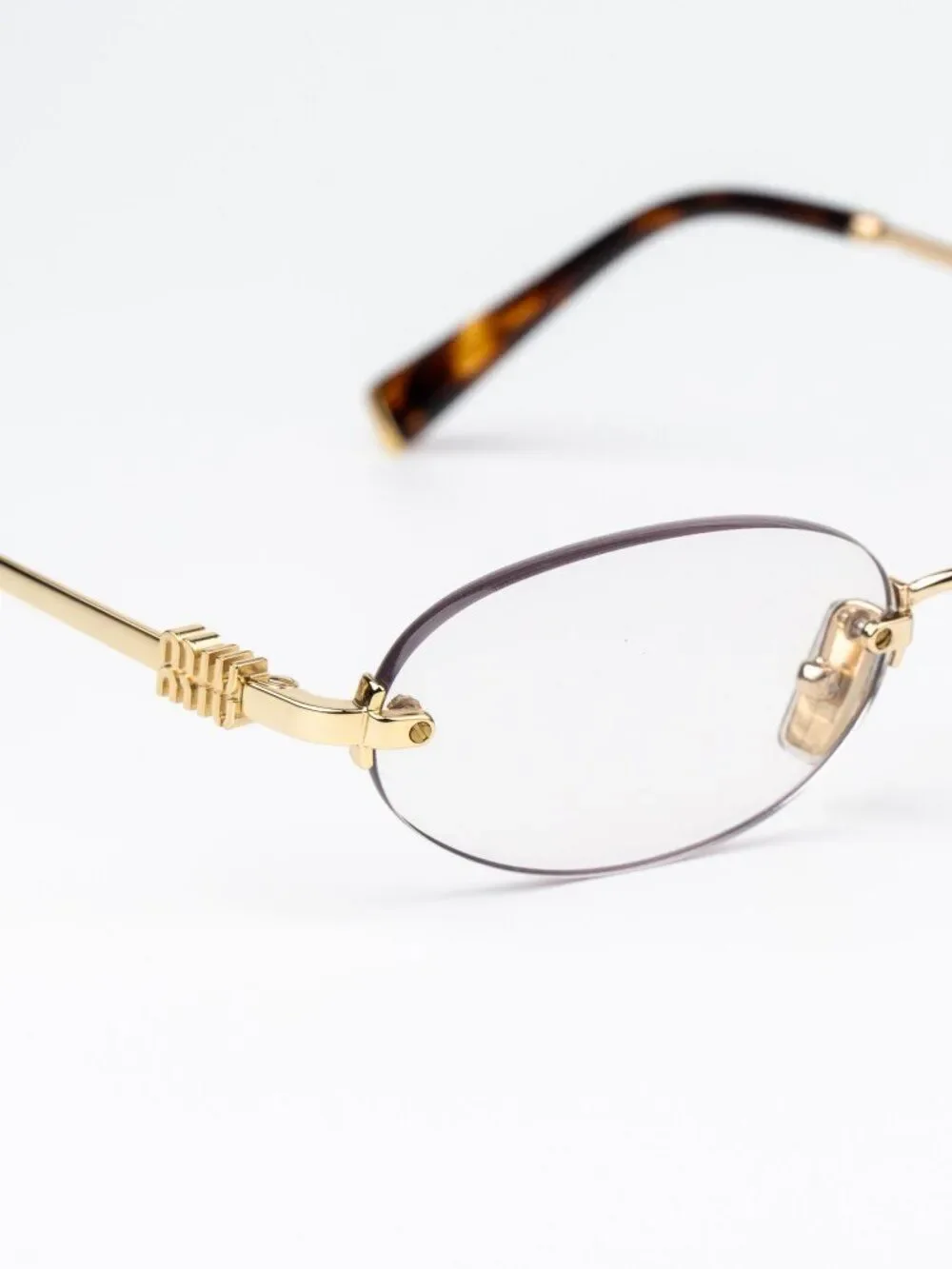 Miu Miu Women Eyeglasses Gold Oval Rimless MUA54S 5AK08N NEW AUTHENTIC